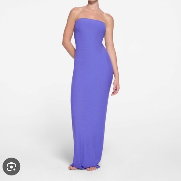 SKIMS Soft Lounge Strapless Ribbed Dress Size Large Tanzanite Lavender - Picture 1 of 6